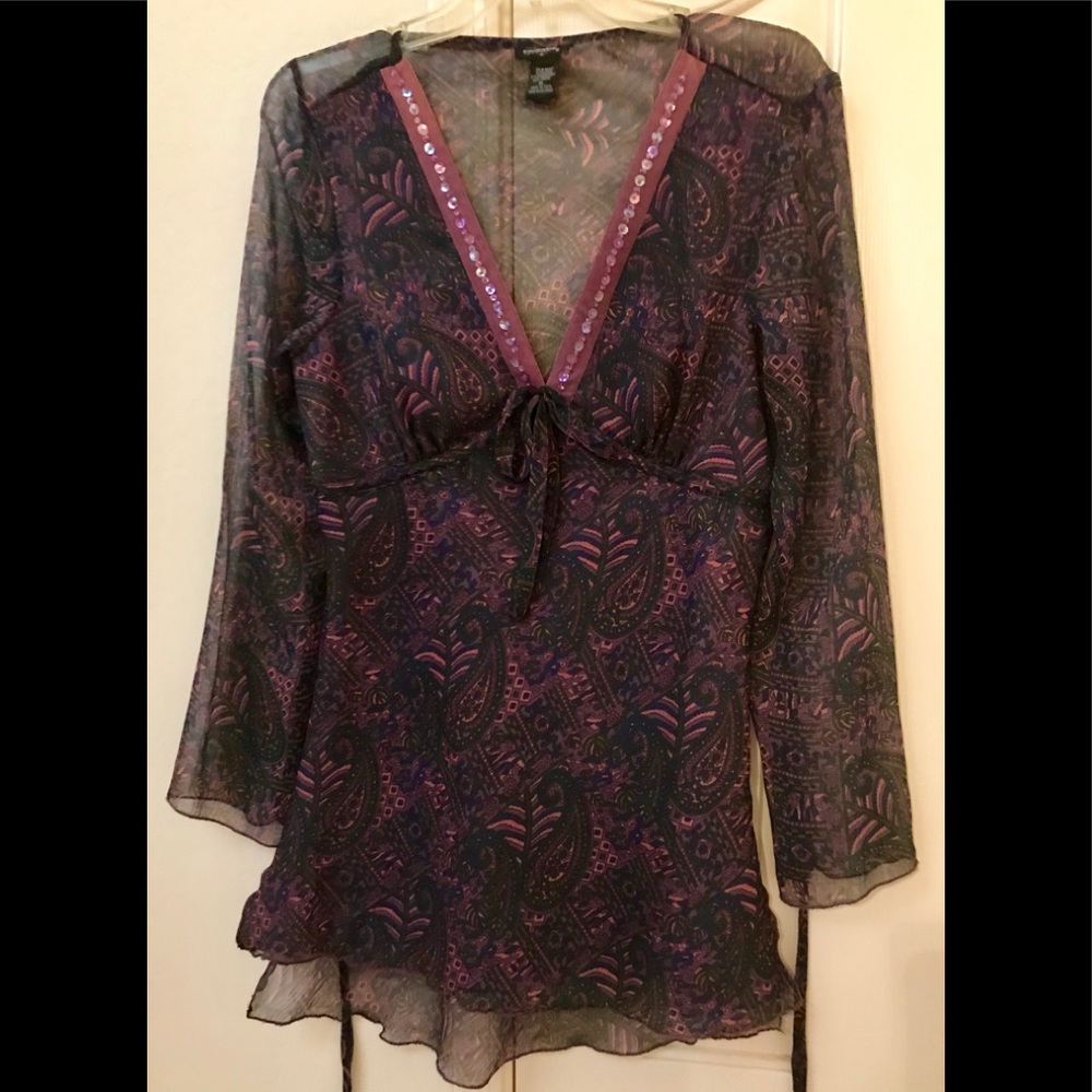 Sheer Eyeshadow top, fully lined front